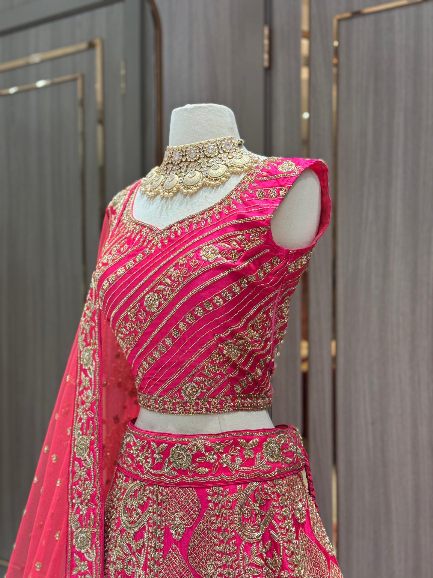 Neon Pink Bridal Lehenga BL-159