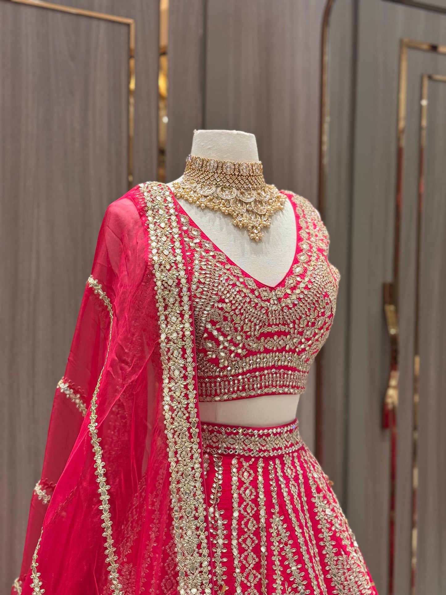 Coral Pink Gotta Patti Bridal Lehenga BL-157