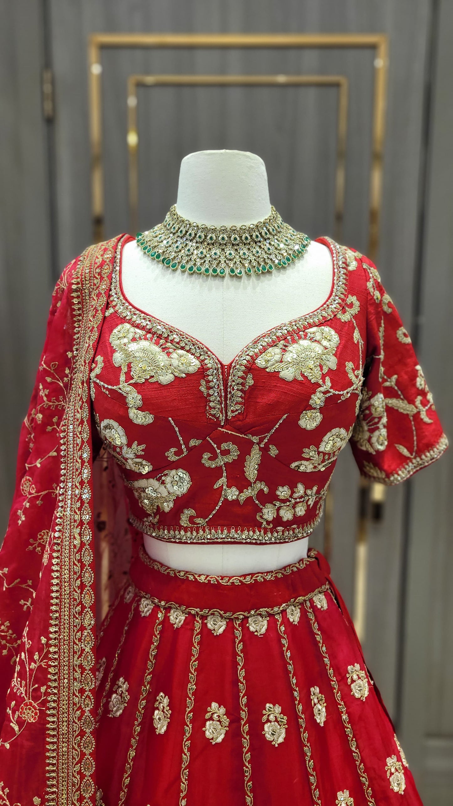 True Red Bridal Lehenga BL-123 – Nazranaa