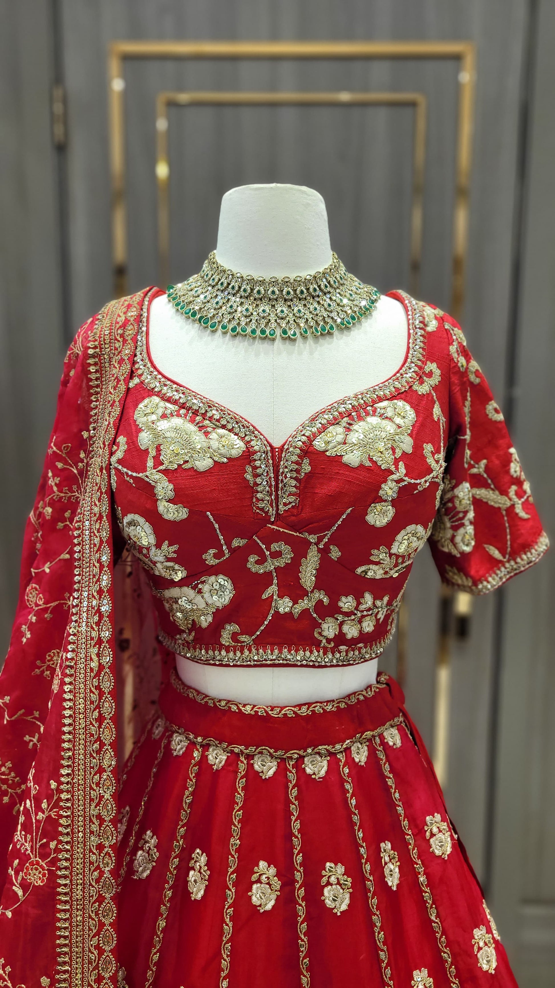 True Red Bridal Lehenga BL-123 – Nazranaa