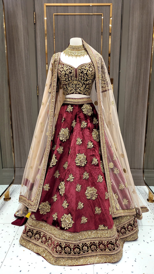 Maroon Bridal Lehenga BL-007