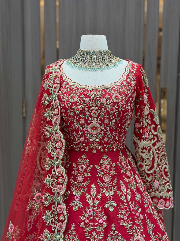Maroon Bridal Lacha BL-025