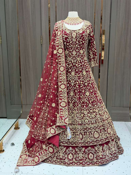 Maroon Bridal Lacha BL-027