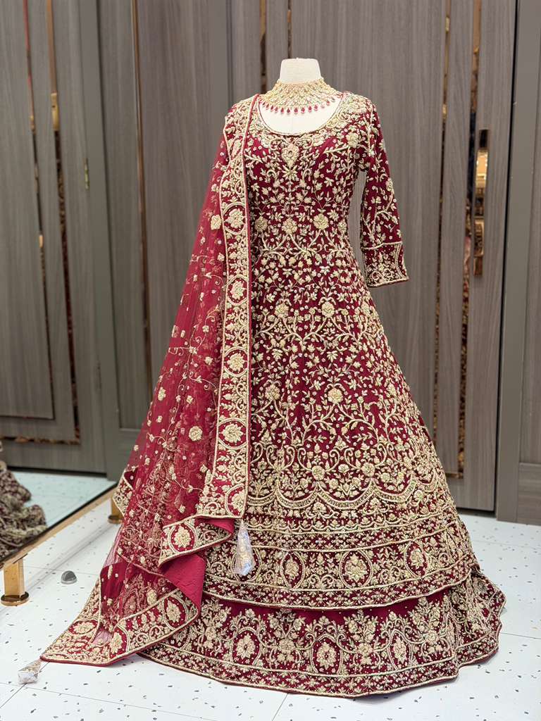 Maroon Bridal Lacha BL-027