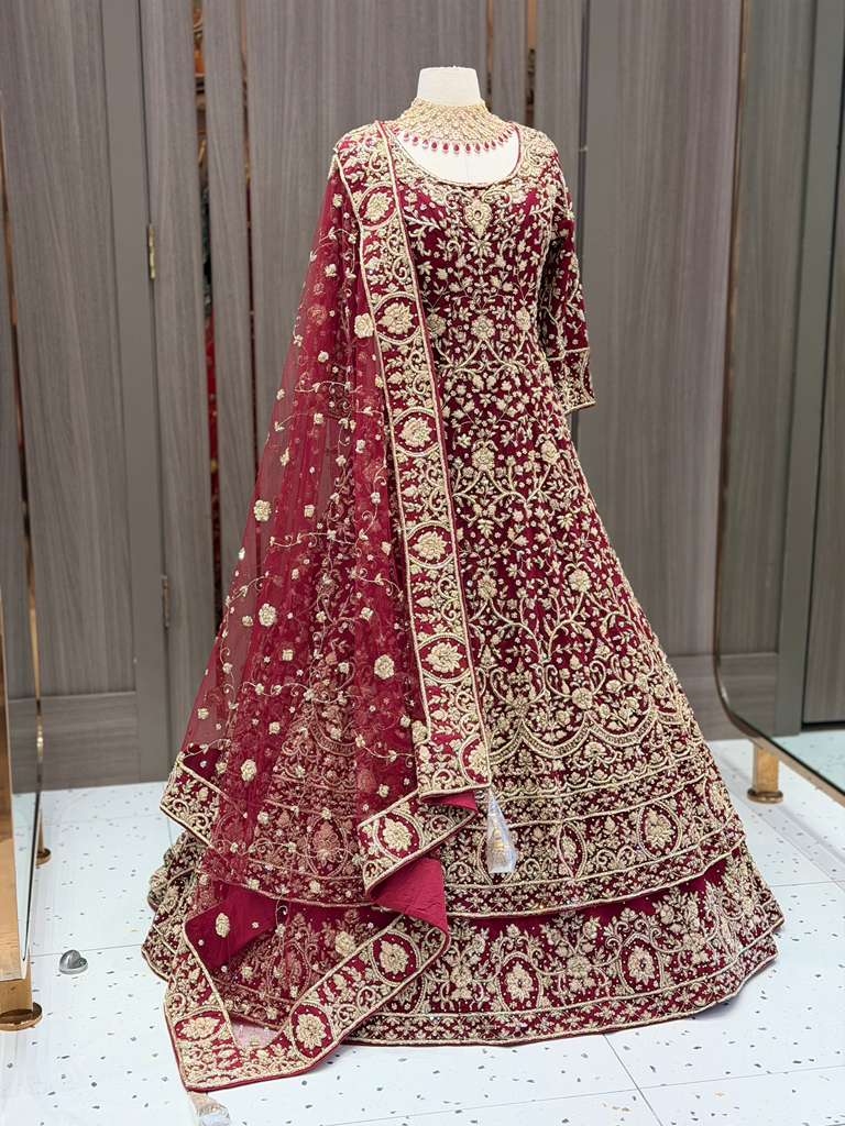 Maroon Bridal Lacha BL-027