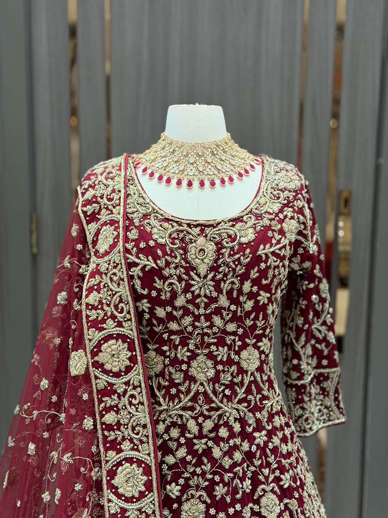 Maroon Bridal Lacha BL-027