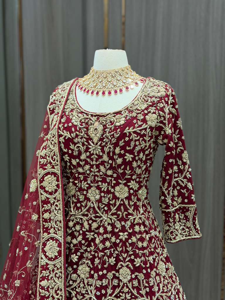 Maroon Bridal Lacha BL-027