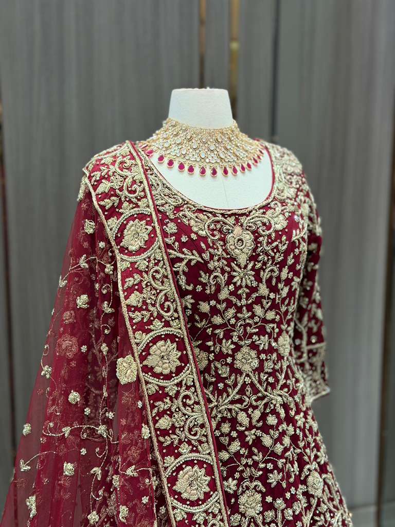 Maroon Bridal Lacha BL-027