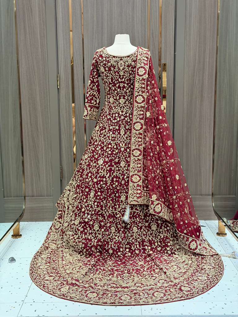 Maroon Bridal Lacha BL-027