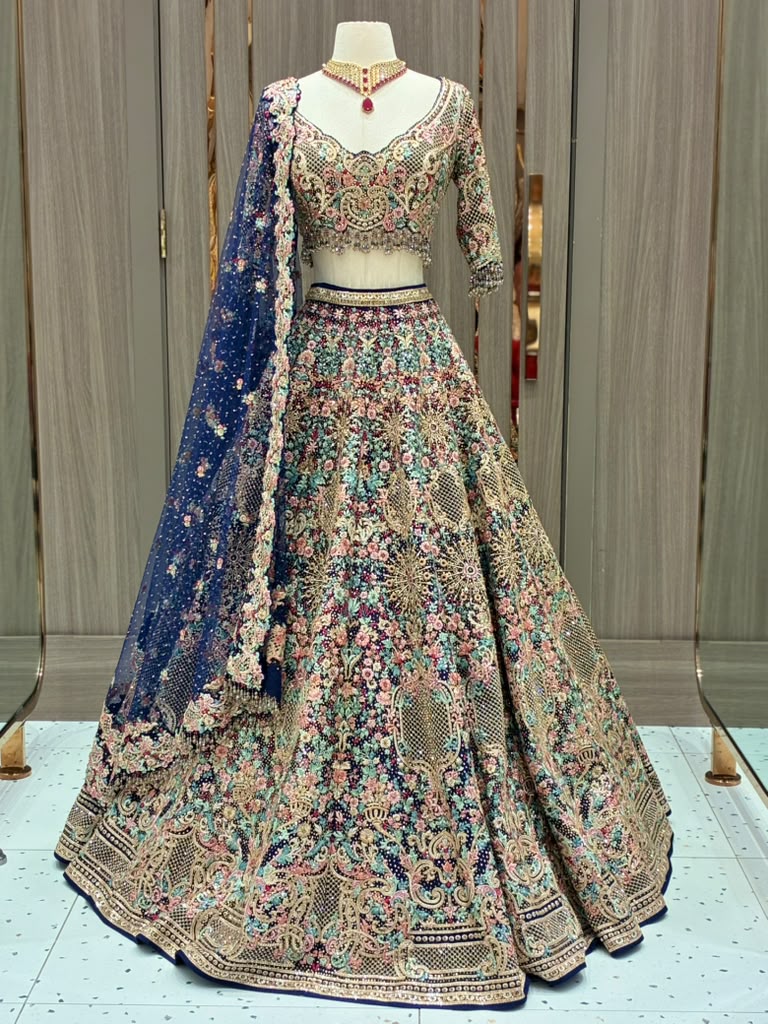 Royal Navy Blue Heritage Lehenga