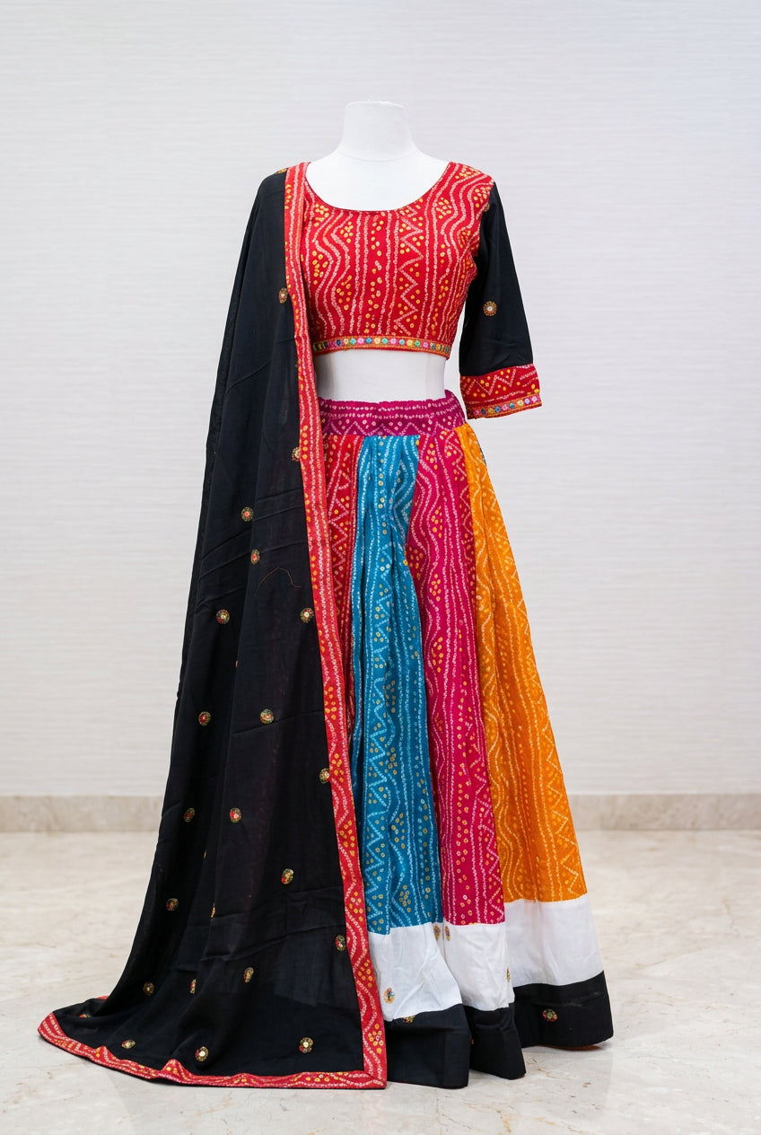 Multicolor Bandhani Navratri Lehenga Set