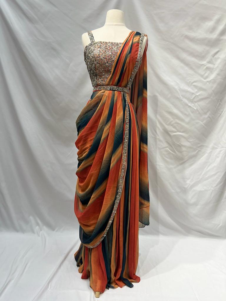 Pre-Stitched Saree W/ Readymade Blouse - D020