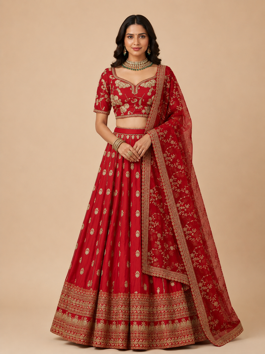 True Red Bridal Lehenga BL-123