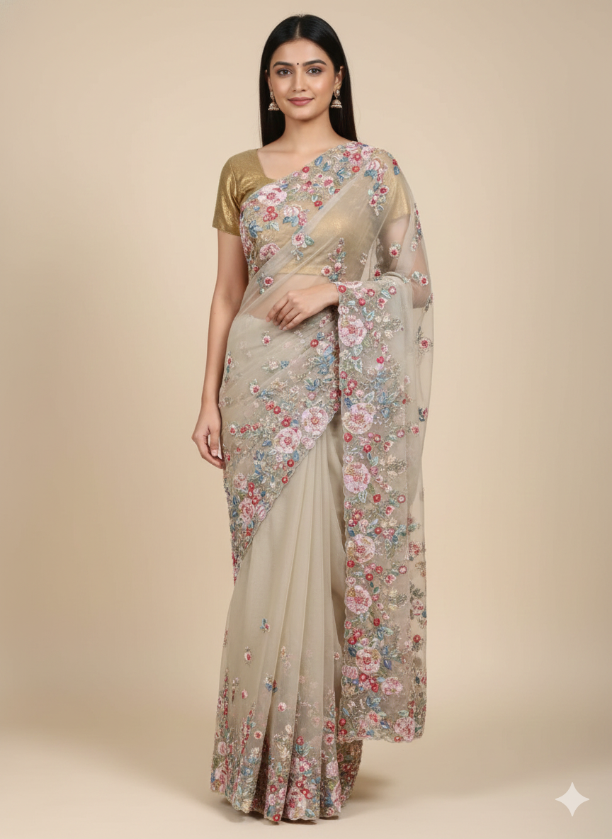 Platinum White Saree PWS-150