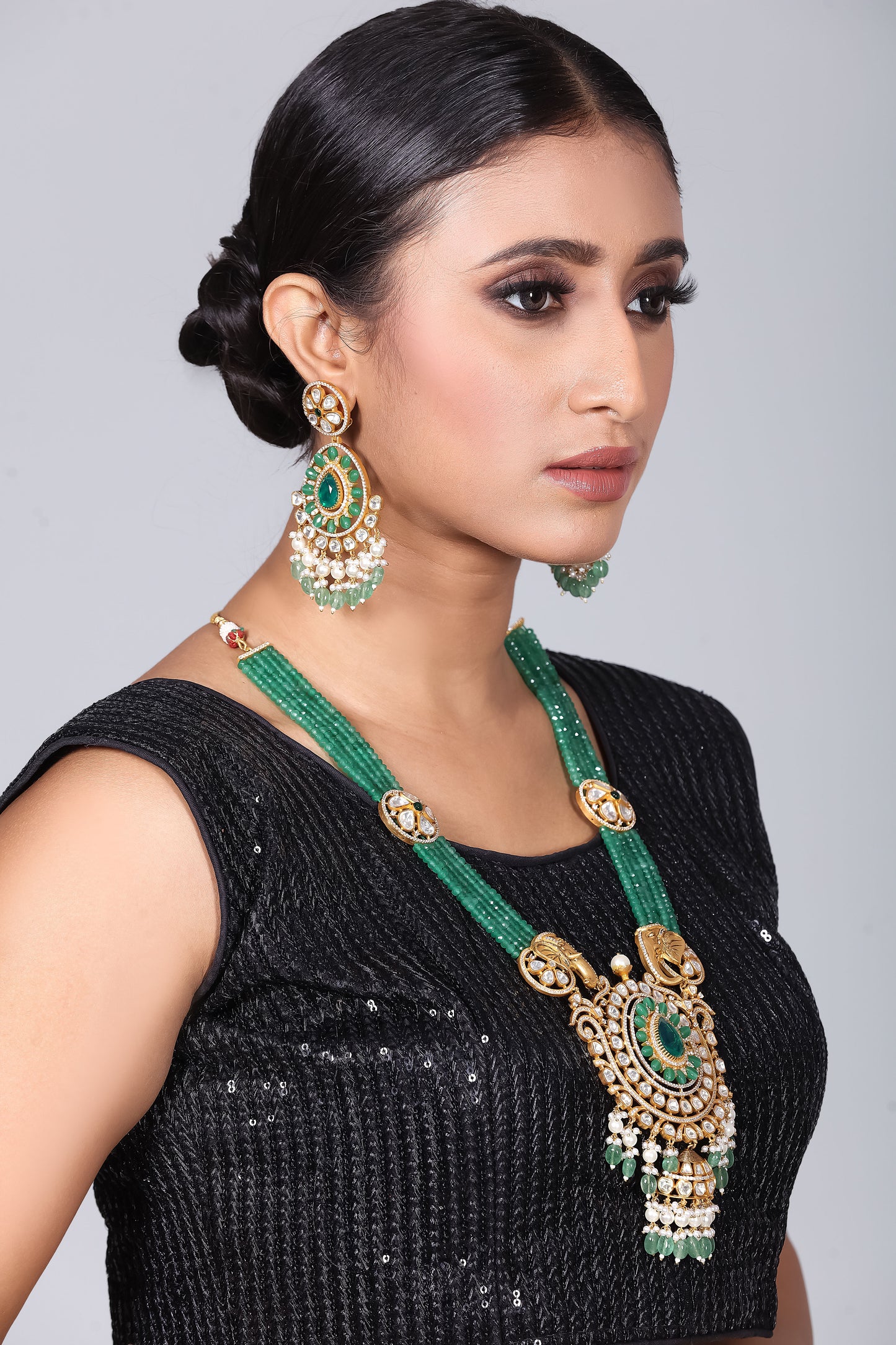 Moissanite Kundan Long Necklace Set