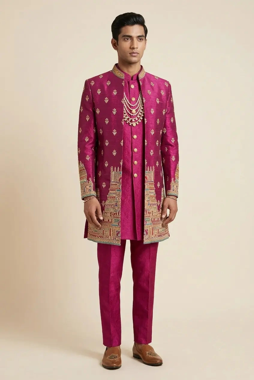 MEENAKSHI TEMPLE - Sherwani - magenta
