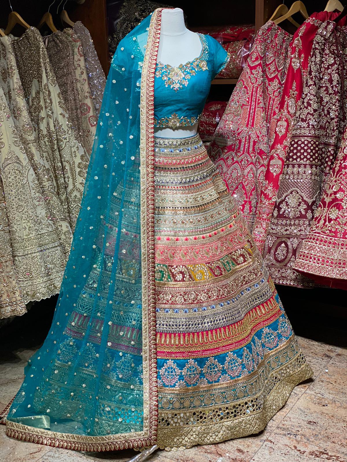 Maya Blue and Multicolor Party Wear Lehenga PWL-029