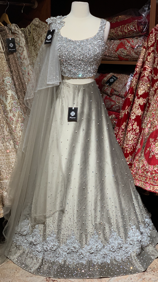 Metal Grey Party Wear Lehenga PWL-020