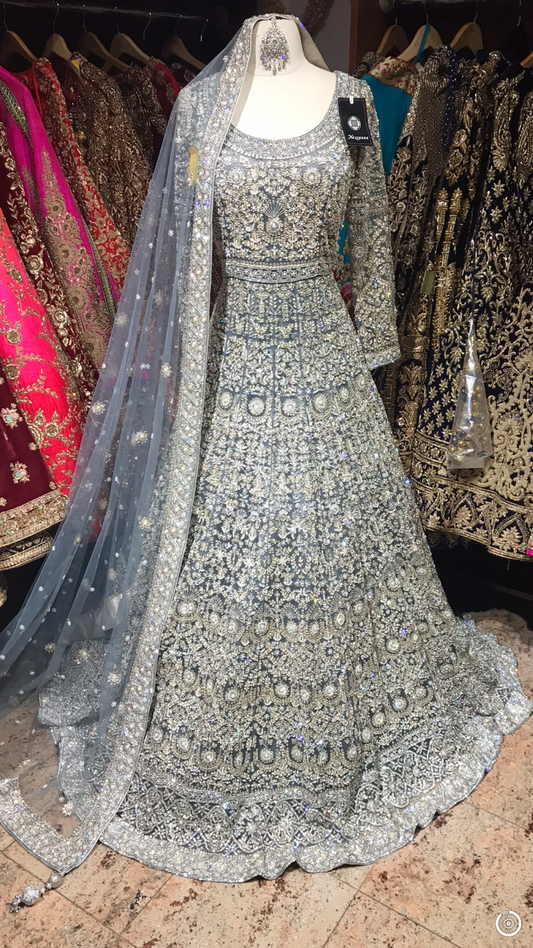 Grey Zardozi Embroidered Gown