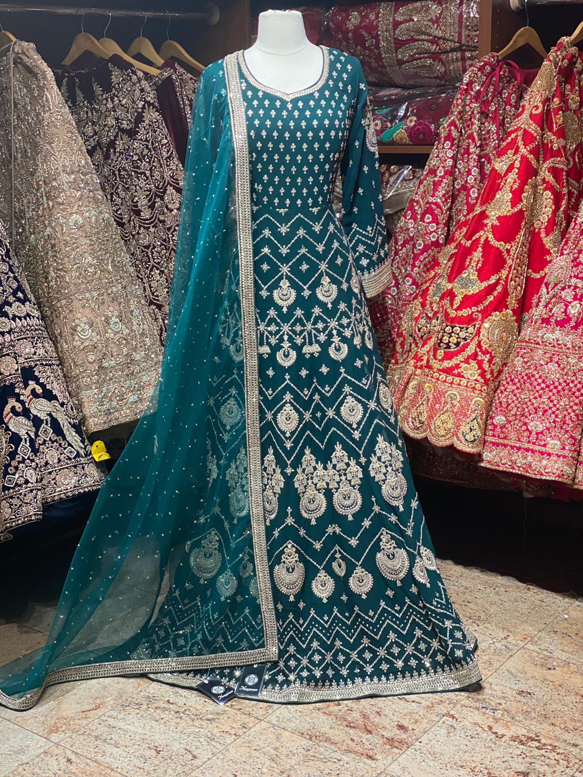 Teal Green Anarkali PWA-024