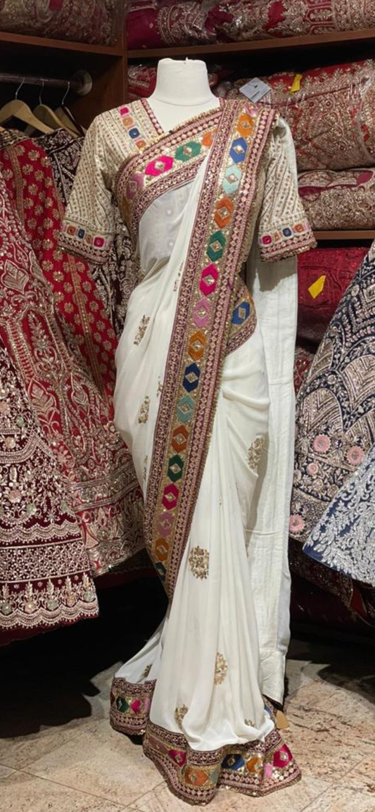 Pearl White Saree PWS-170