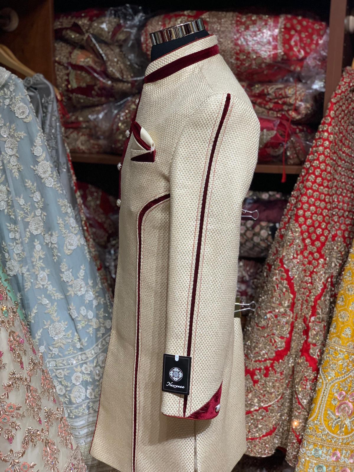 Ivory Maroon Size 38 Sherwani