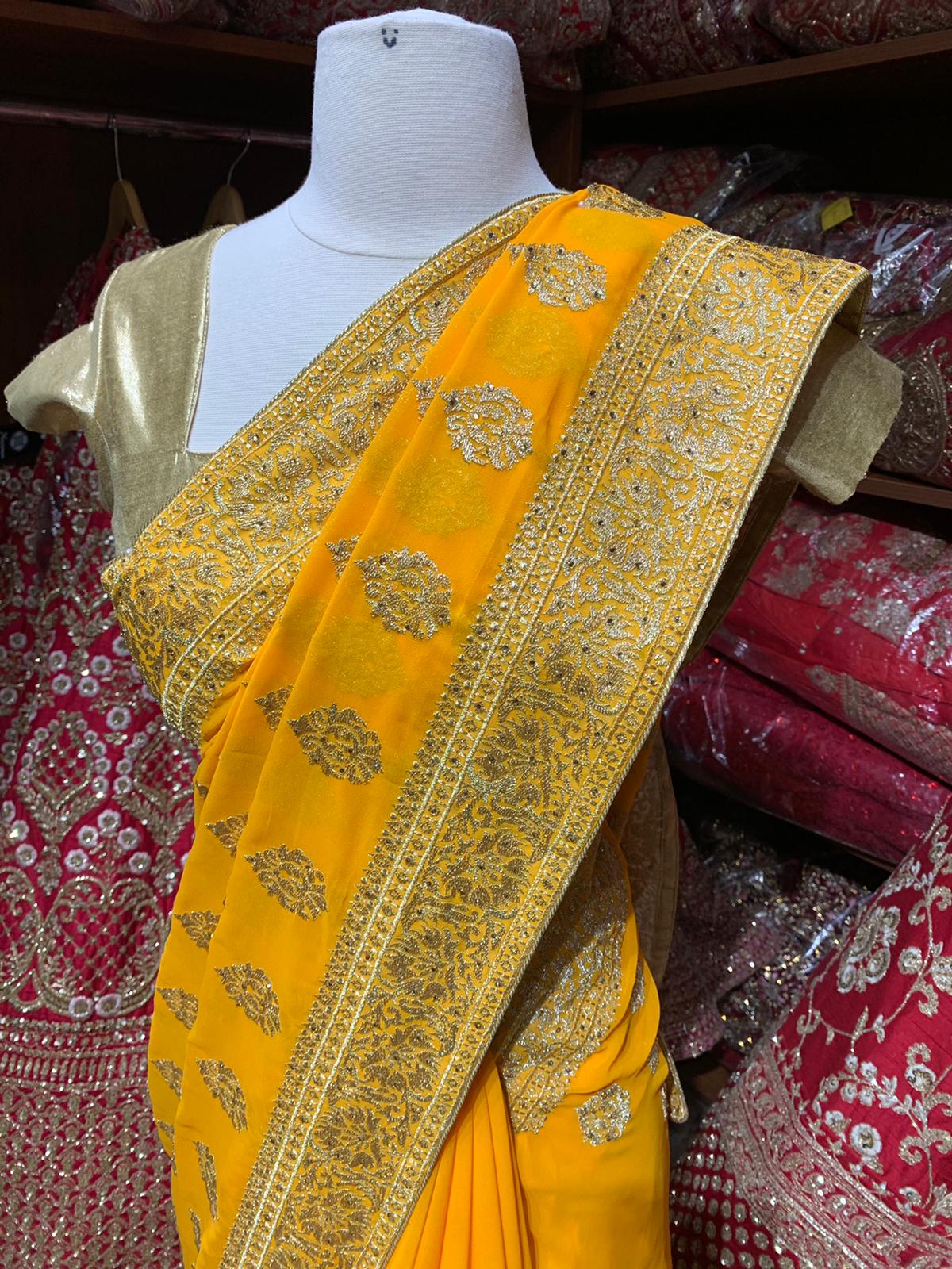 Amber Yellow Saree  PWS-052