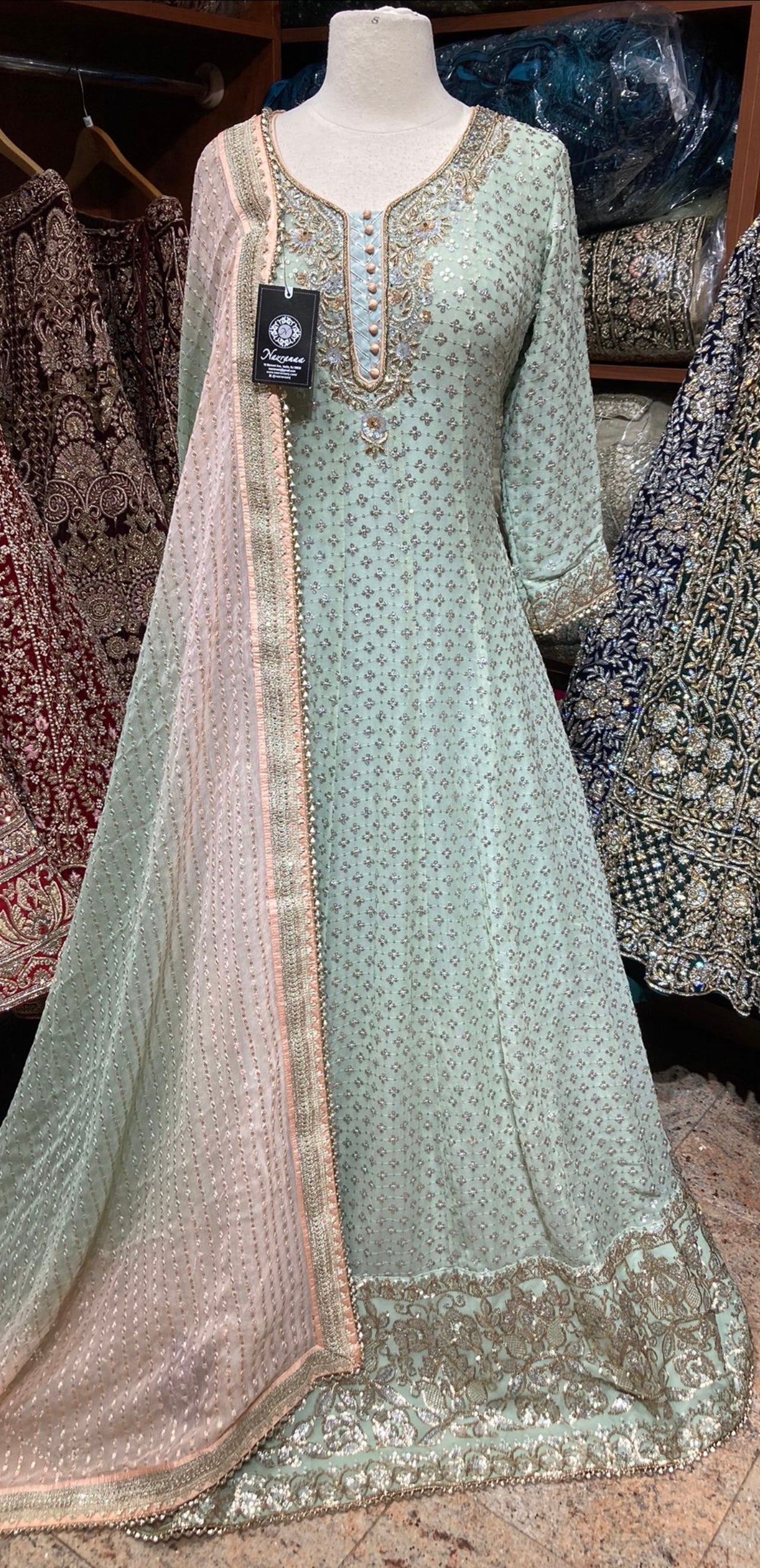 Mint Green Anarkali PWA-110