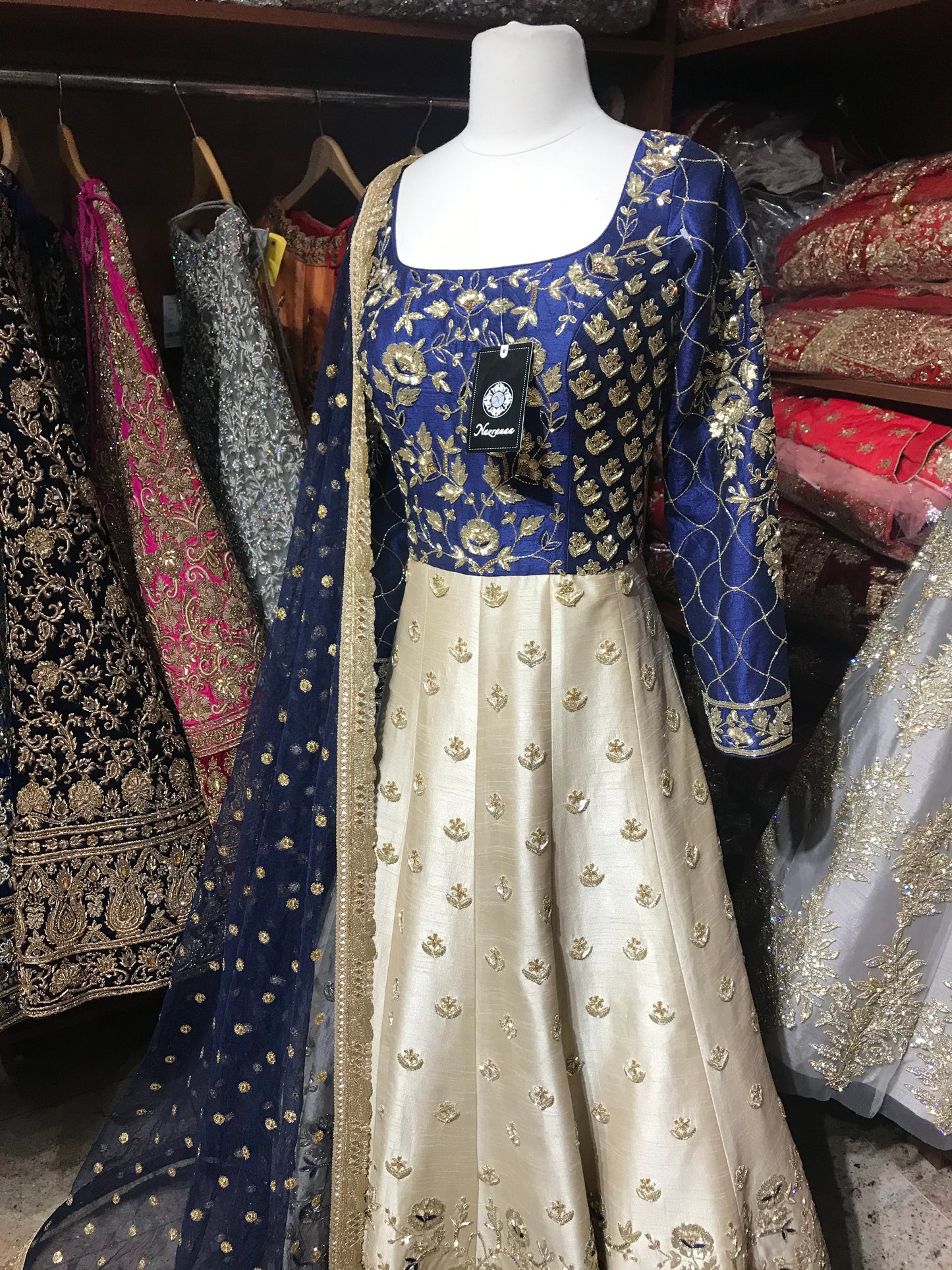 Navy Gold Size 38 Bridal Anarkali