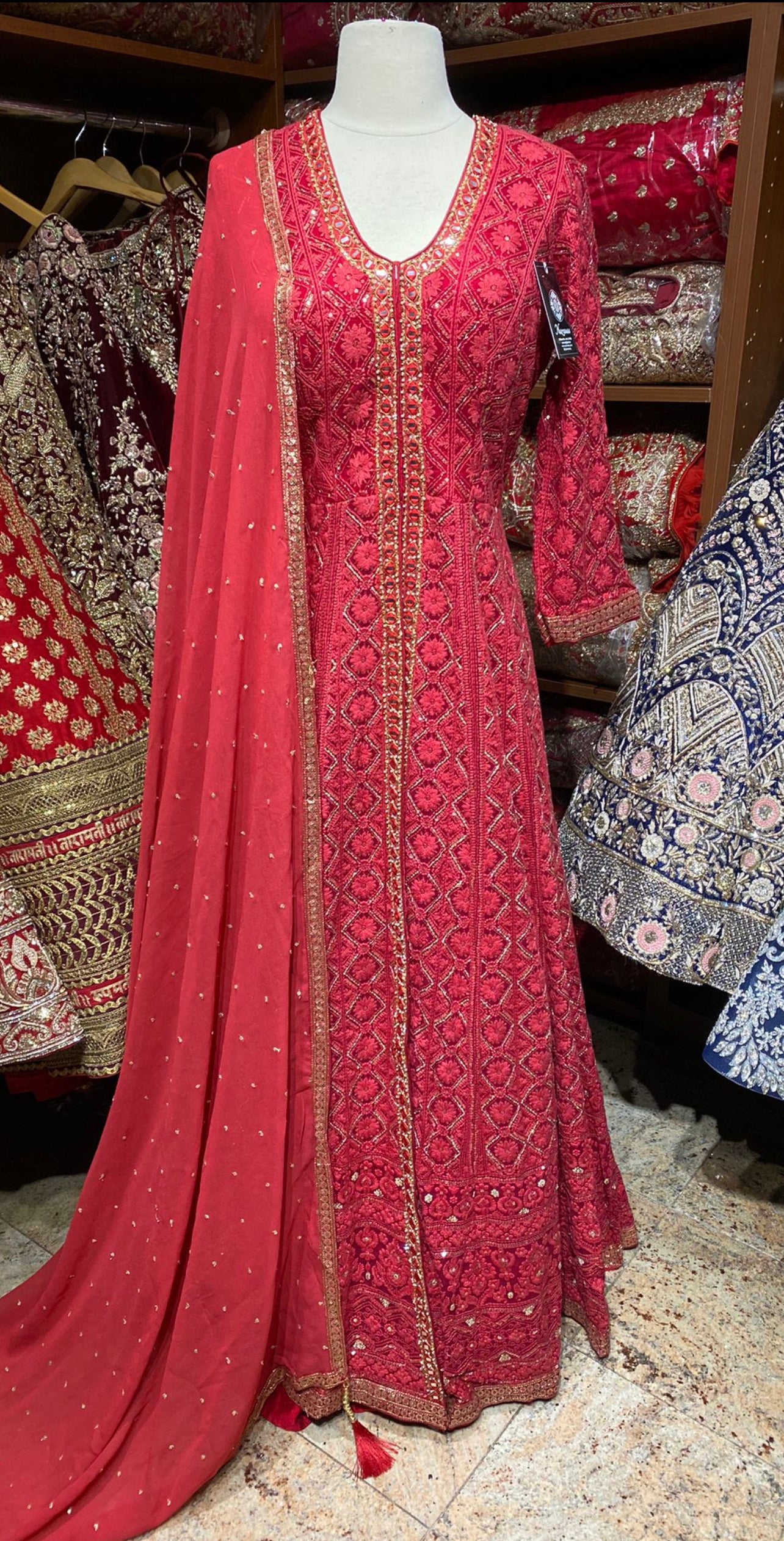 Ruby Red Anarkali PWA-106