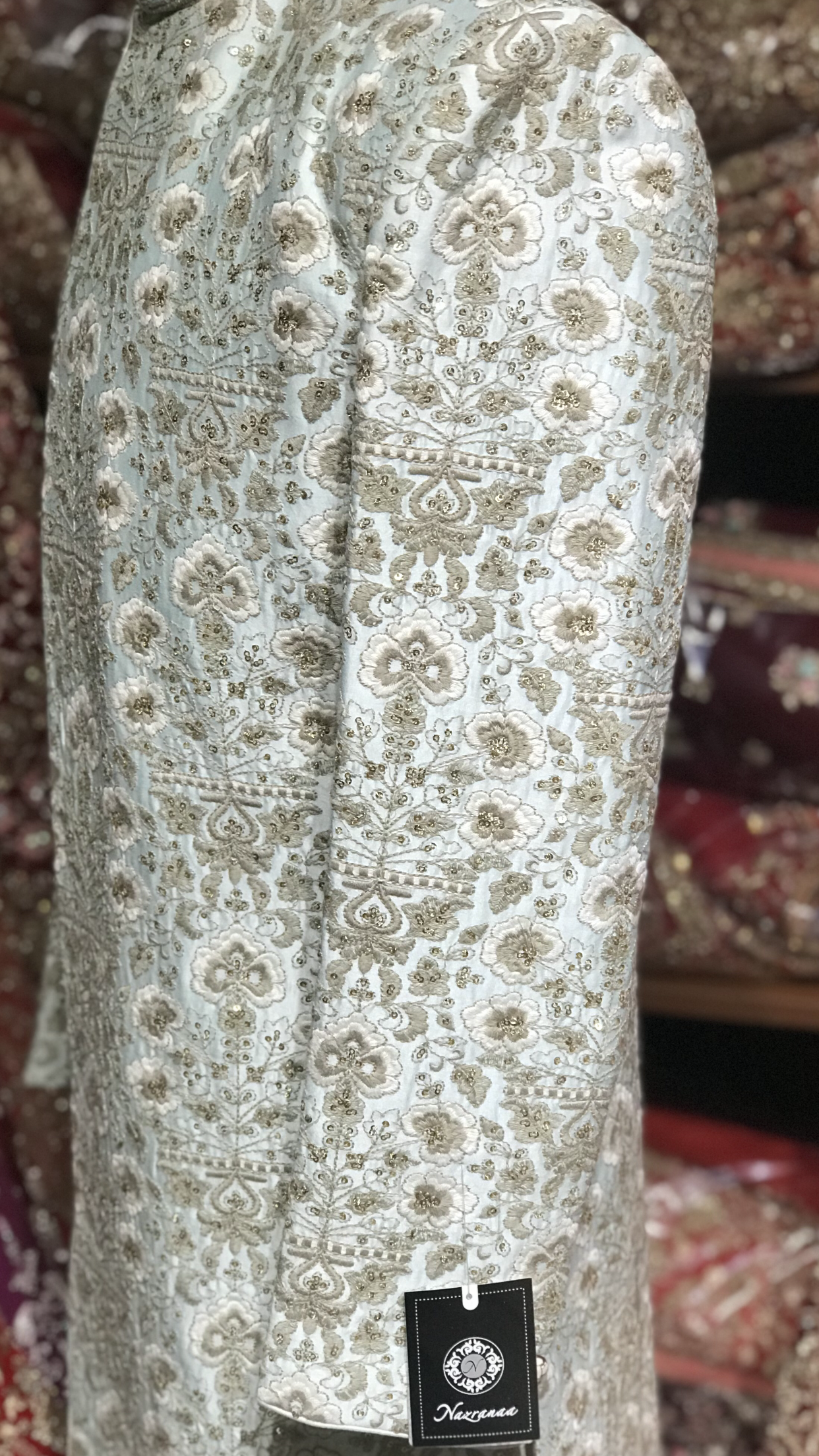 Light Blue Floral Sherwani