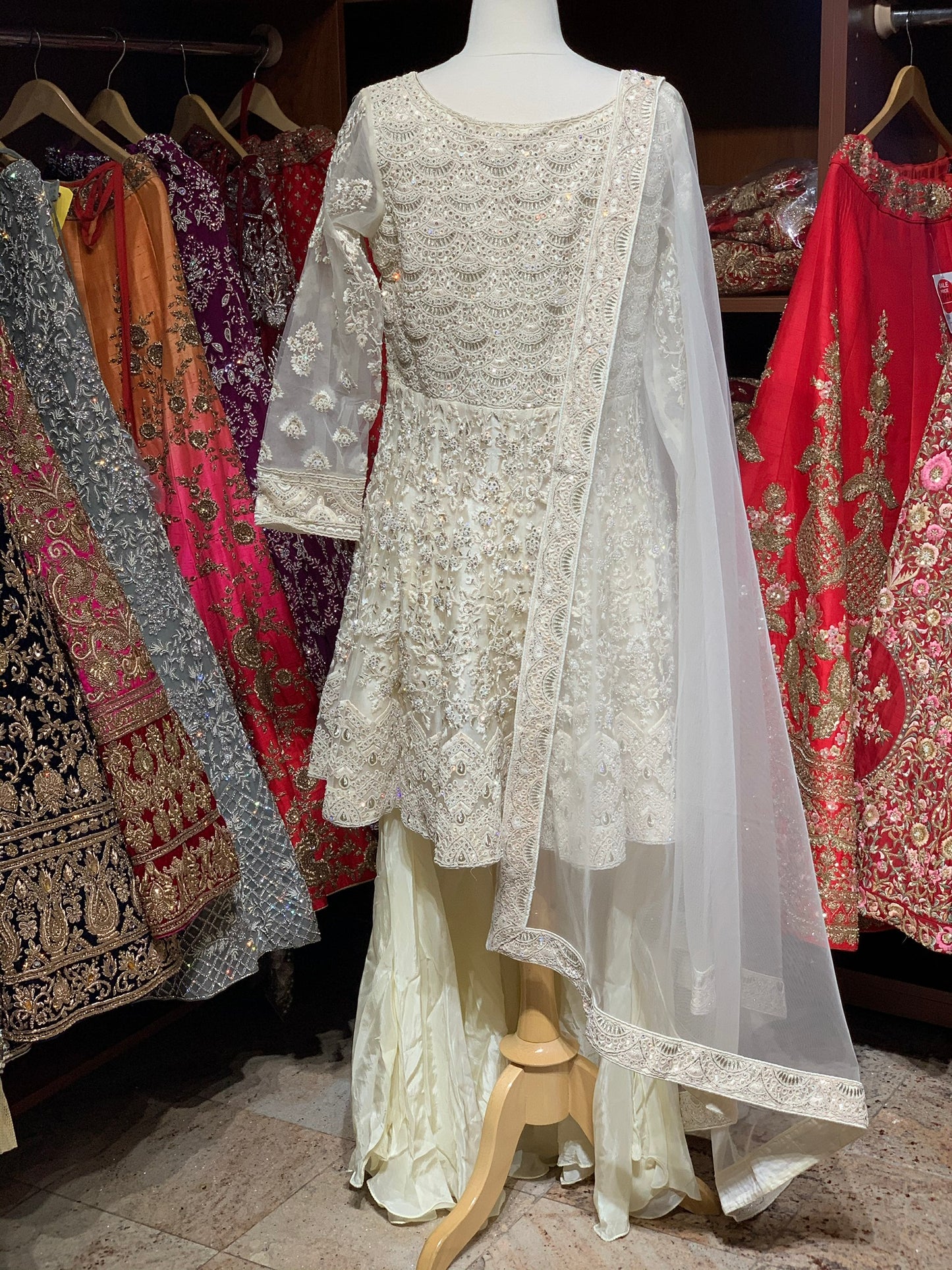 Ivory Size 38 Peplum Gharara