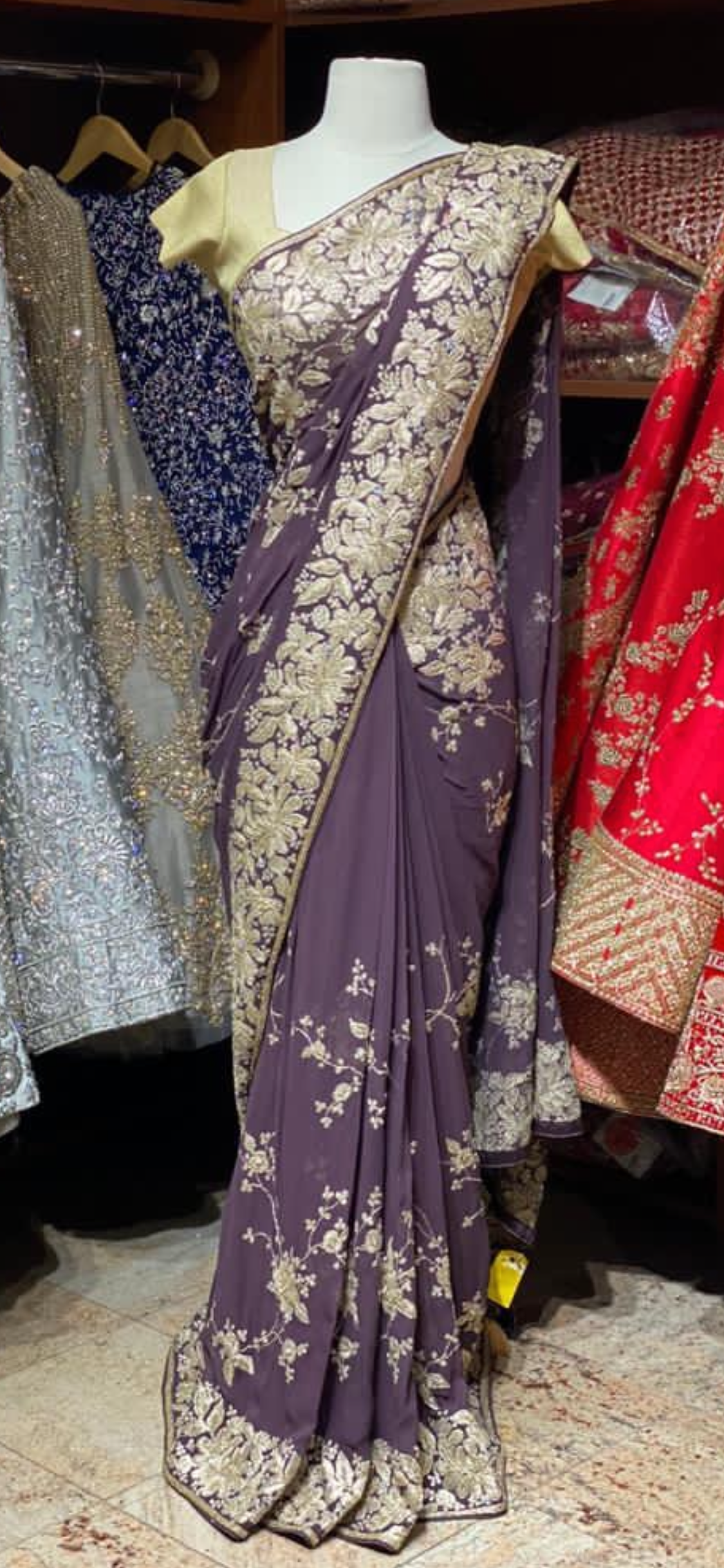 Grape Purple Georgette Saree