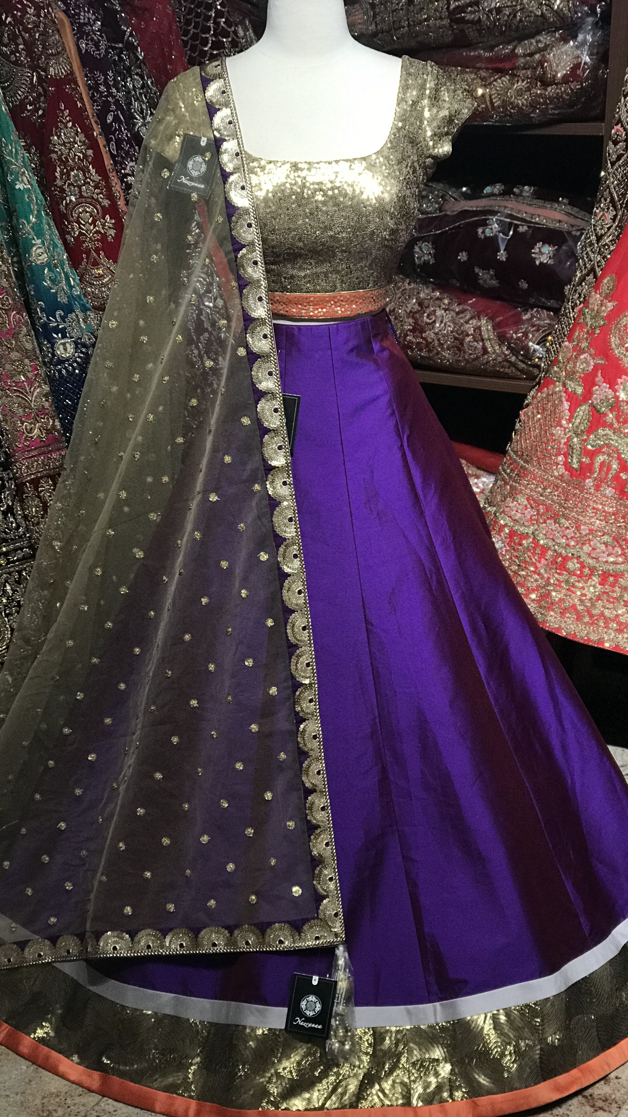 Purple Gold Size 38 Lehenga Choli