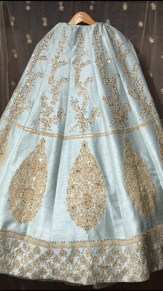 Frozen Blue Size 38 Embroidery Lehenga