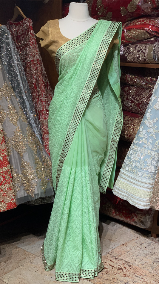 Green Georgette Saree