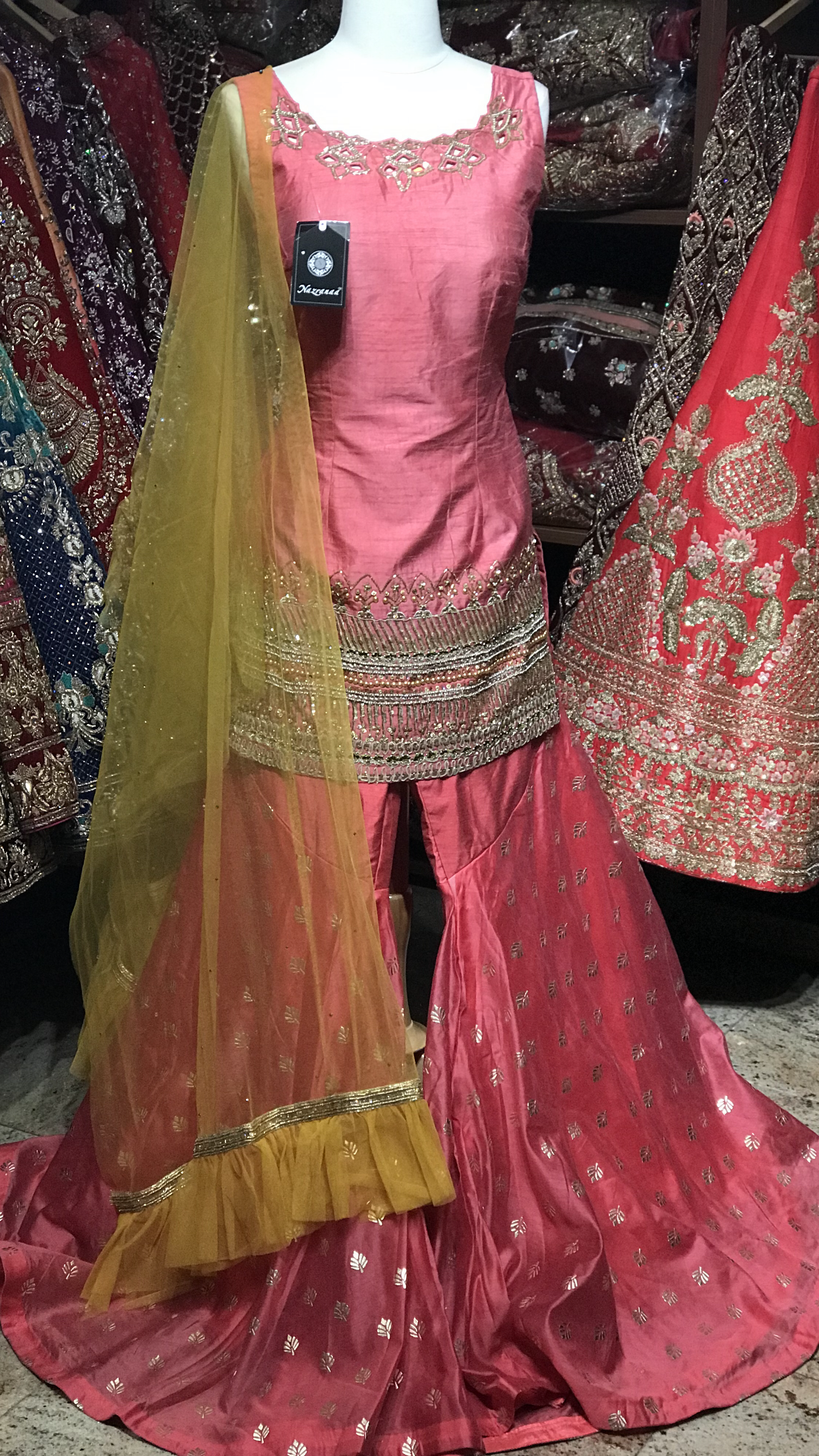 Pink and Yellow Size 38 Gharara Suit