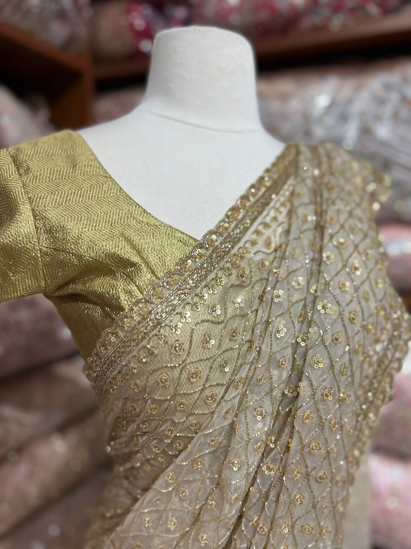 Beige Cream Saree PWS-192