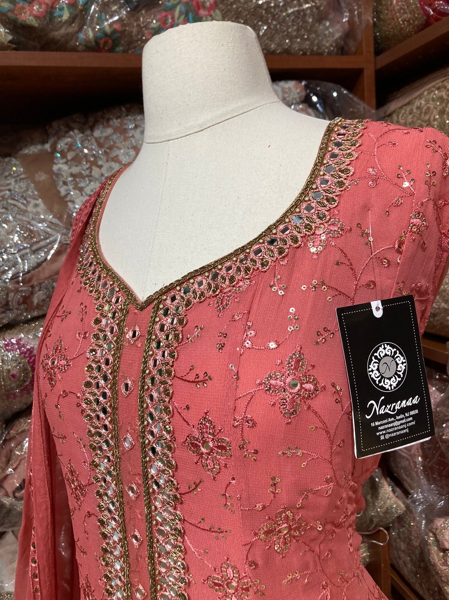 Coral Peach Anarkali PWA-133