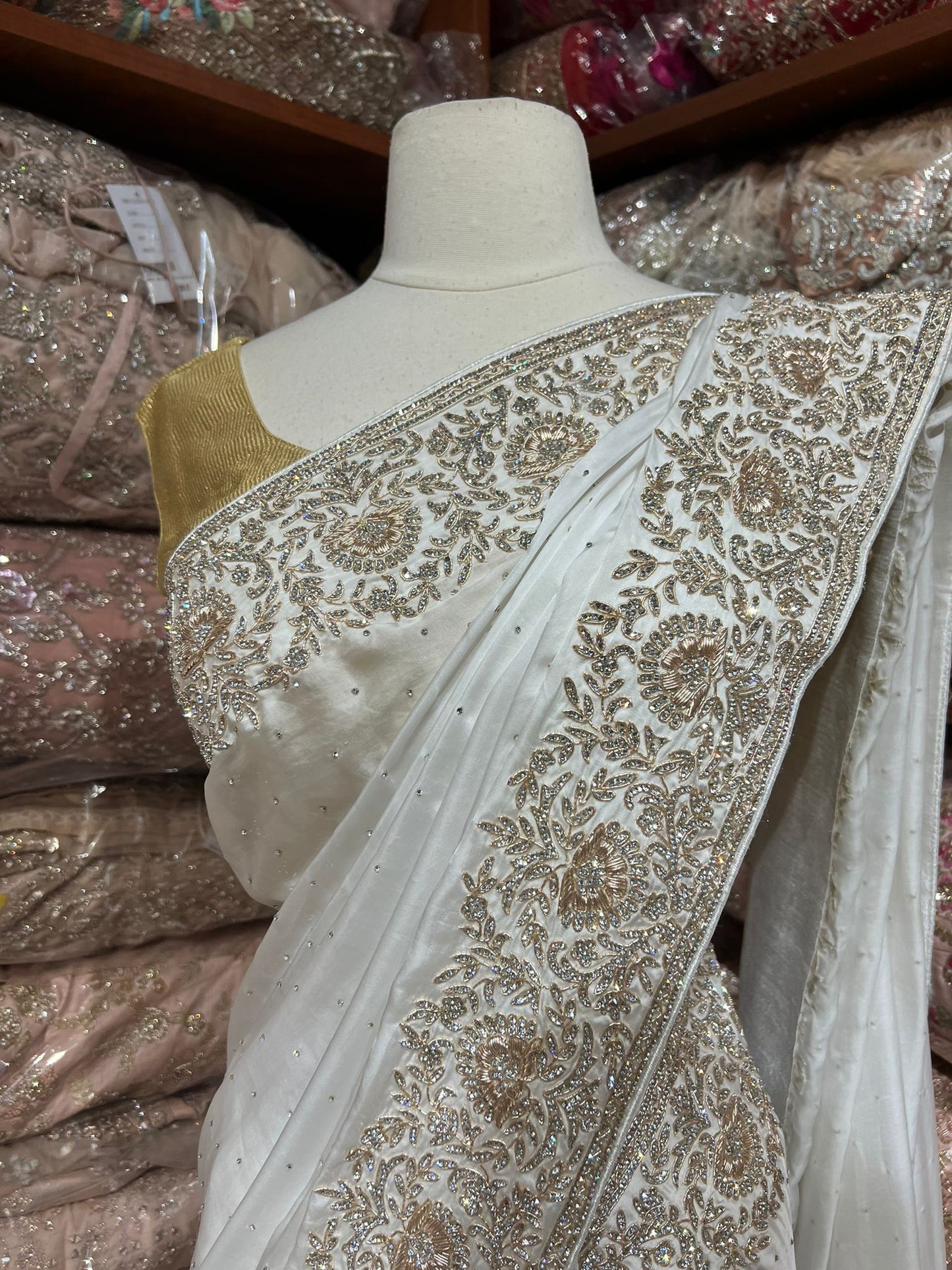 Pearl White Saree PWS-191