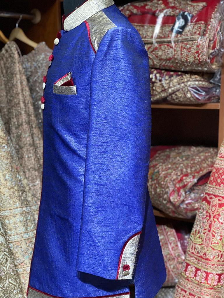 Royal Blue Raw Silk Size 44 Sherwani