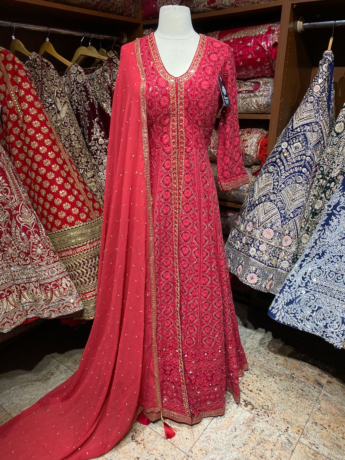 Ruby Red Anarkali PWA-106