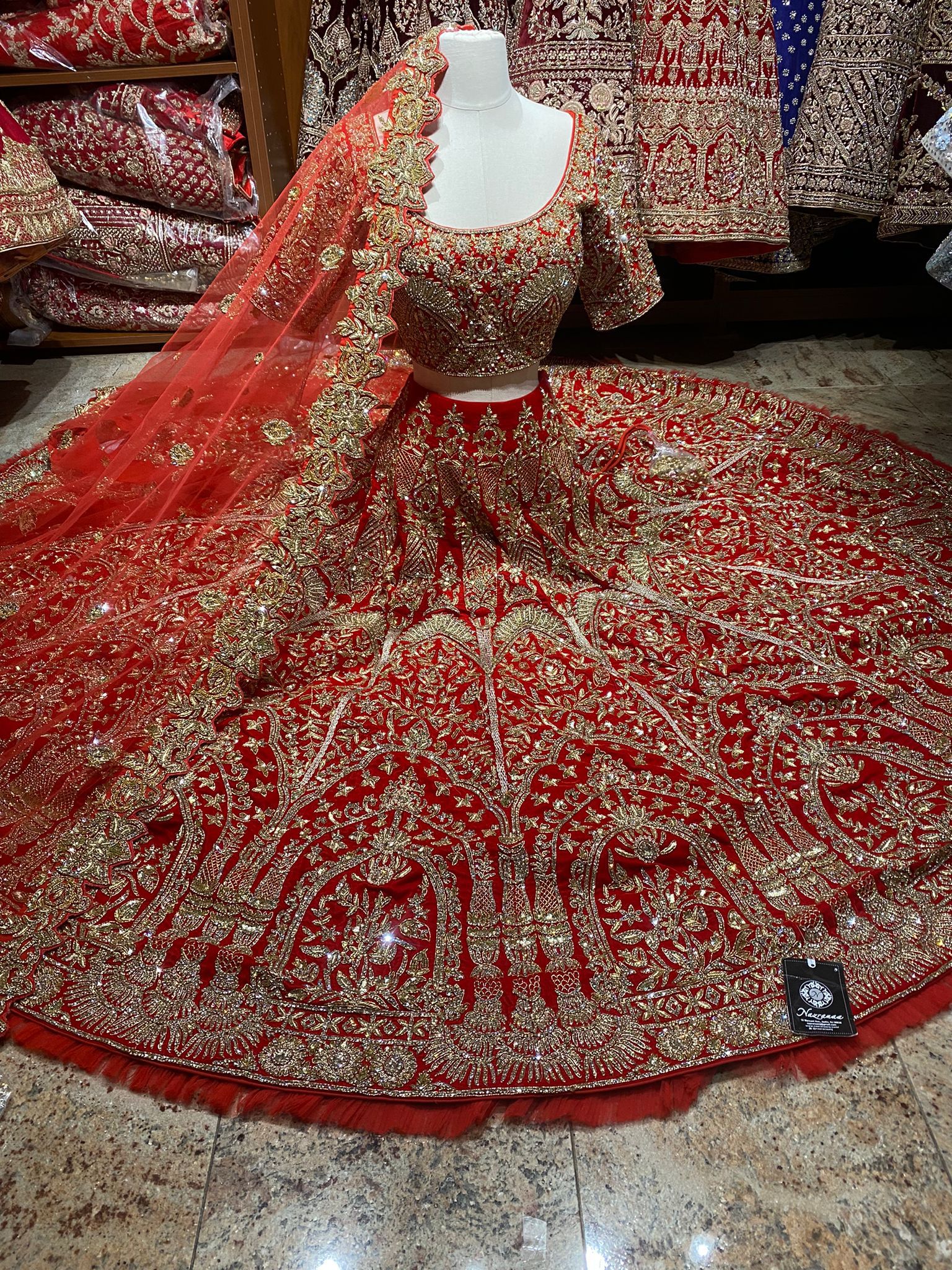 Traditionally Royal Red Luxury Collection Bridal Wear Lehenga