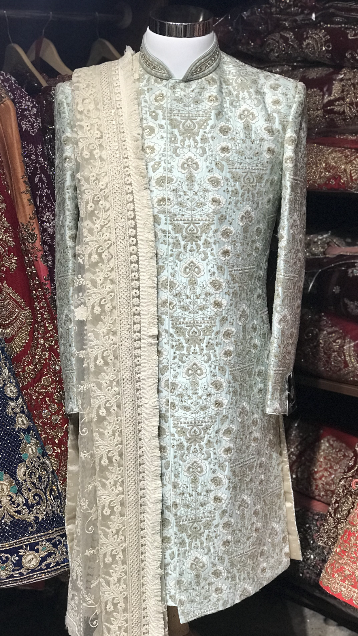 Light Blue Floral Sherwani