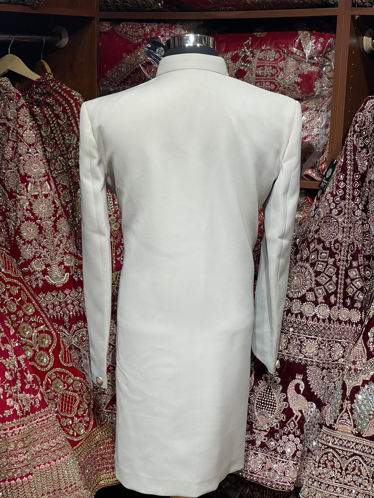 Ivory White Indo Western Sherwani- S1359