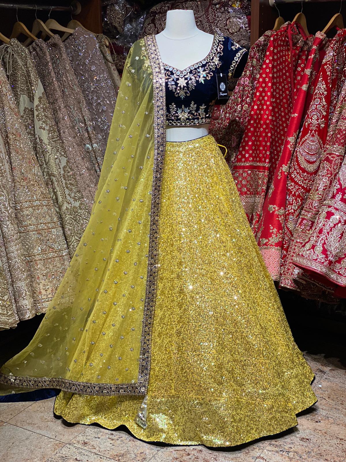 Metallic Yellow Party Wear Lehenga PWL-023