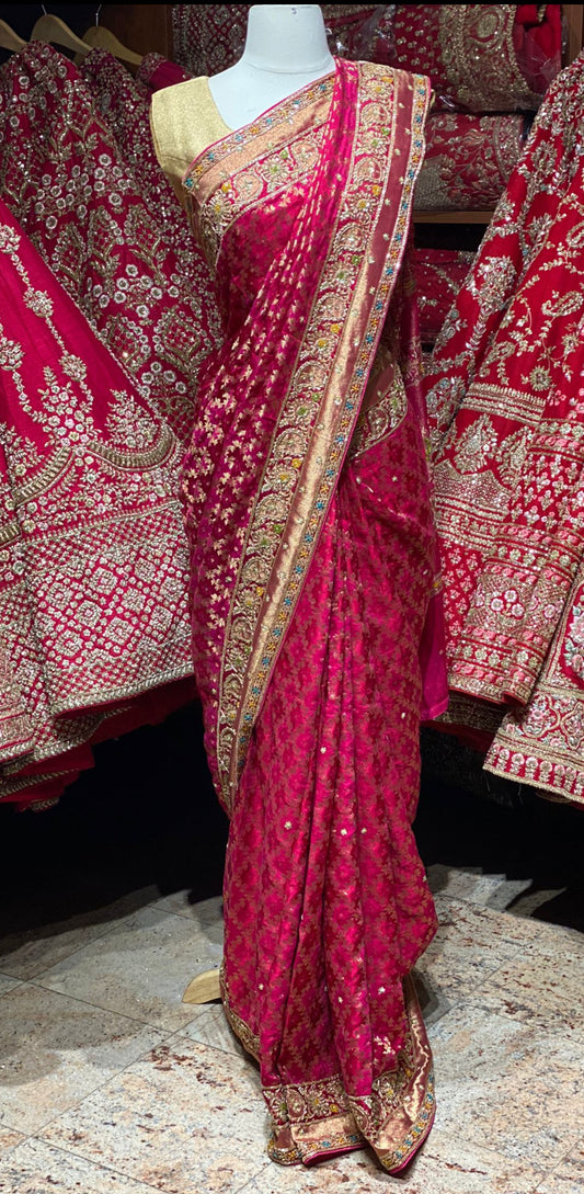 Ruby Pink Saree PWS-094