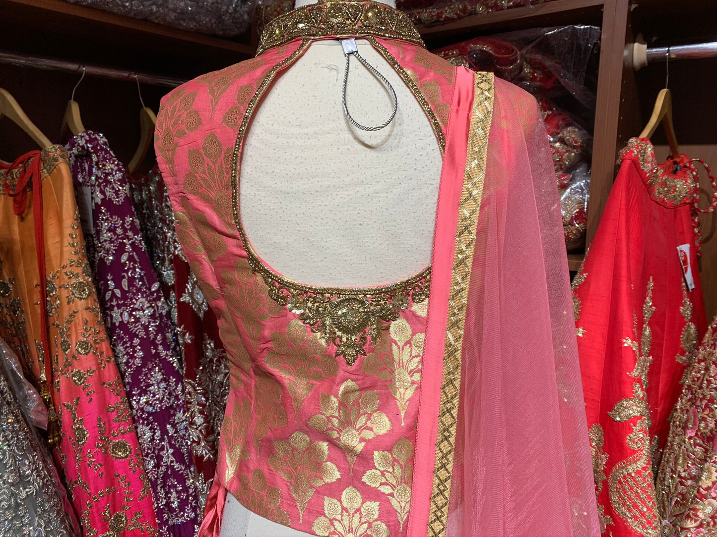 Pink Brocade Size 38 Dhoti Suit