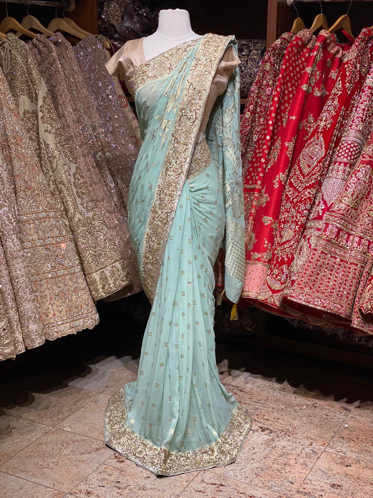 Sage Green Chiffon Saree PWS-020