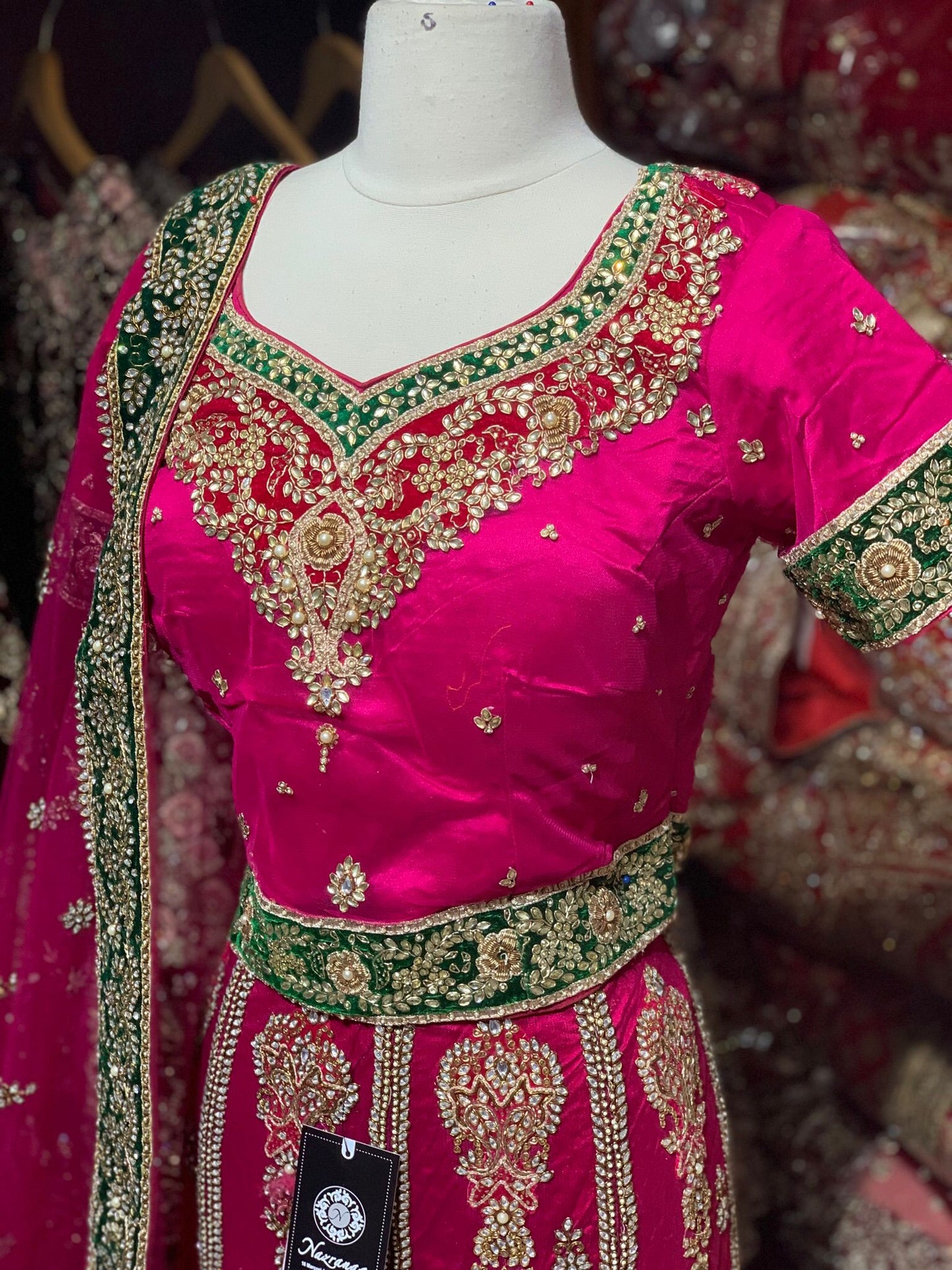 Hot Pink Luxury Collection Bridal Wear Lehenga BWL- 200